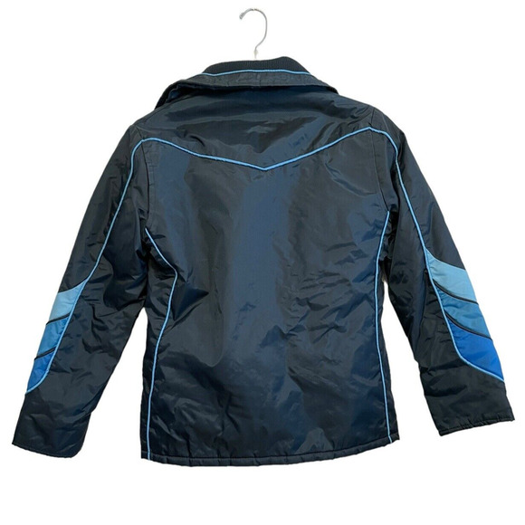 Vintage 80s Kawasaki Motorcycle Jacket Men Size Small Blue Nylon Insulated Retro - Picture 2 of 9